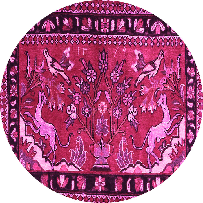 Round Persian Pink Traditional Rug, tr3002pnk