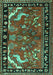 Machine Washable Persian Turquoise Traditional Area Rugs, wshtr3002turq