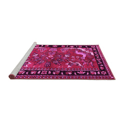 Sideview of Machine Washable Persian Pink Traditional Rug, wshtr3002pnk