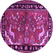 Round Machine Washable Persian Purple Traditional Area Rugs, wshtr3002pur