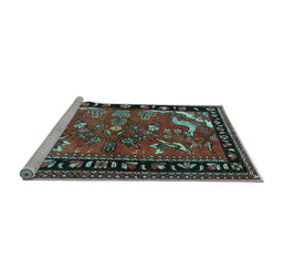Sideview of Machine Washable Persian Light Blue Traditional Rug, wshtr3002lblu