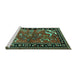 Sideview of Machine Washable Persian Turquoise Traditional Area Rugs, wshtr3002turq