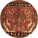 Round Persian Brown Traditional Rug, tr3002brn