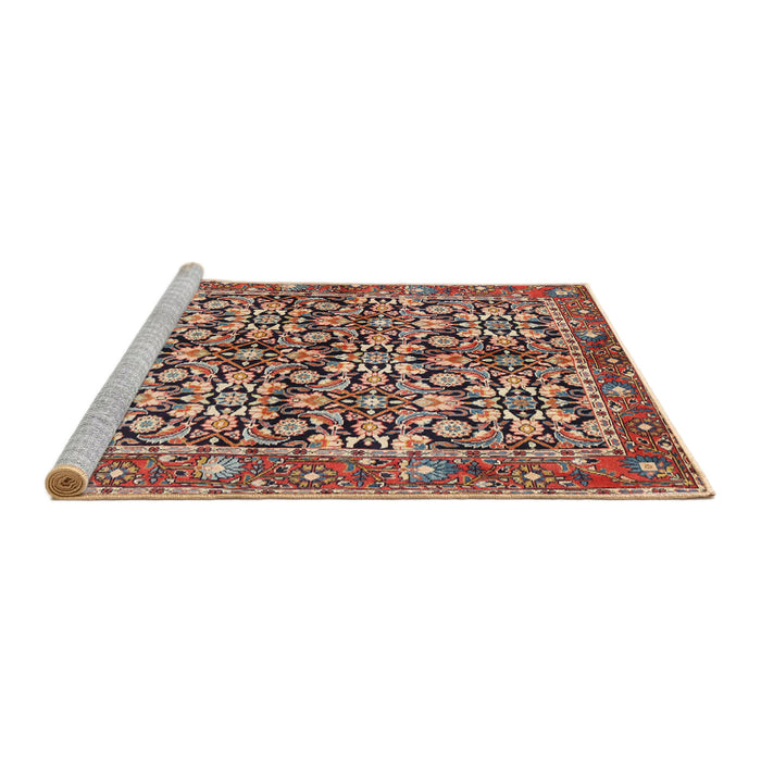Sideview of Machine Washable Traditional Brown Red Rug, wshtr3003