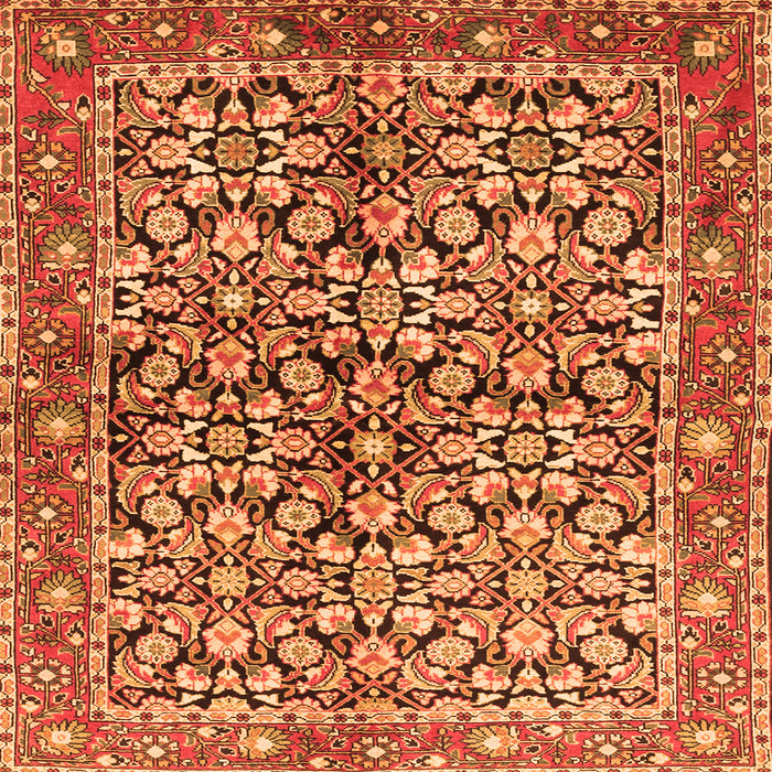 Round Machine Washable Persian Orange Traditional Area Rugs, wshtr3003org