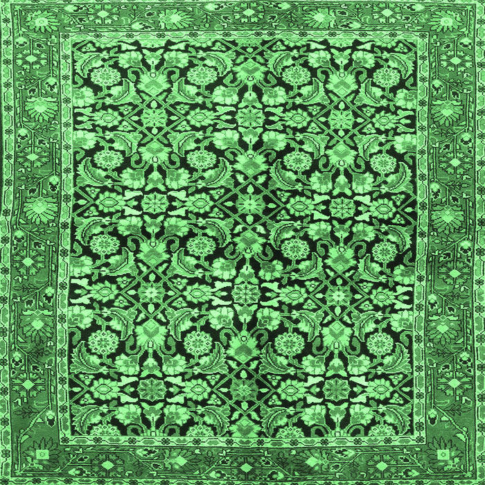 Square Persian Emerald Green Traditional Rug, tr3003emgrn