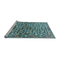 Sideview of Machine Washable Persian Light Blue Traditional Rug, wshtr3003lblu