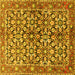 Square Persian Yellow Traditional Rug, tr3003yw