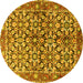 Round Persian Yellow Traditional Rug, tr3003yw