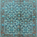 Square Machine Washable Persian Light Blue Traditional Rug, wshtr3003lblu