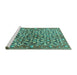 Sideview of Machine Washable Persian Turquoise Traditional Area Rugs, wshtr3003turq