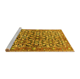 Sideview of Machine Washable Persian Yellow Traditional Rug, wshtr3003yw