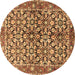 Round Machine Washable Persian Brown Traditional Rug, wshtr3003brn