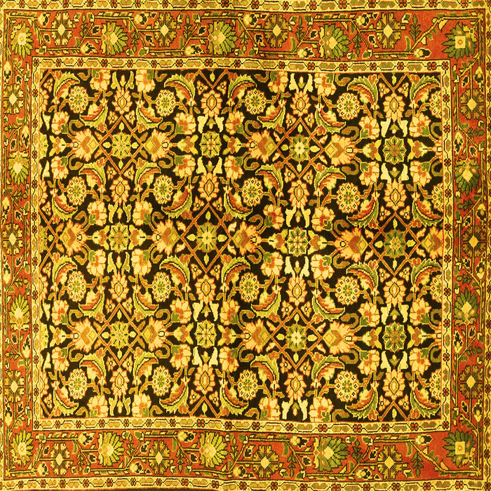 Square Machine Washable Persian Yellow Traditional Rug, wshtr3003yw