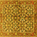 Square Machine Washable Persian Yellow Traditional Rug, wshtr3003yw