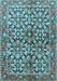 Machine Washable Persian Light Blue Traditional Rug, wshtr3003lblu