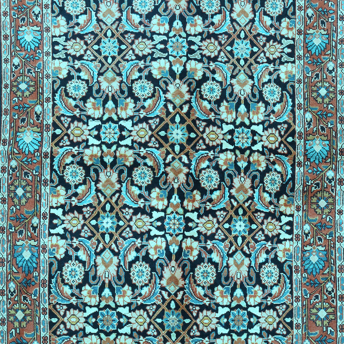 Machine Washable Persian Light Blue Traditional Rug, wshtr3003lblu
