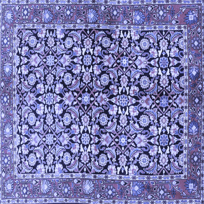 Square Machine Washable Persian Blue Traditional Rug, wshtr3003blu