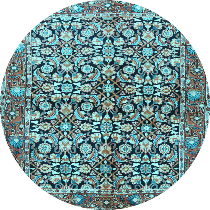 Round Machine Washable Persian Light Blue Traditional Rug, wshtr3003lblu