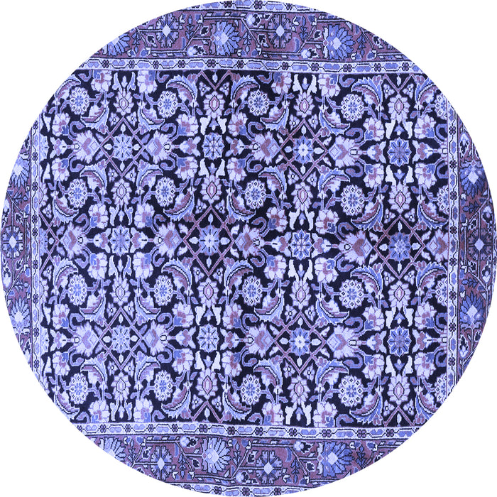 Round Machine Washable Persian Blue Traditional Rug, wshtr3003blu