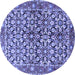 Round Machine Washable Persian Blue Traditional Rug, wshtr3003blu