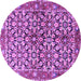 Round Machine Washable Persian Purple Traditional Area Rugs, wshtr3003pur