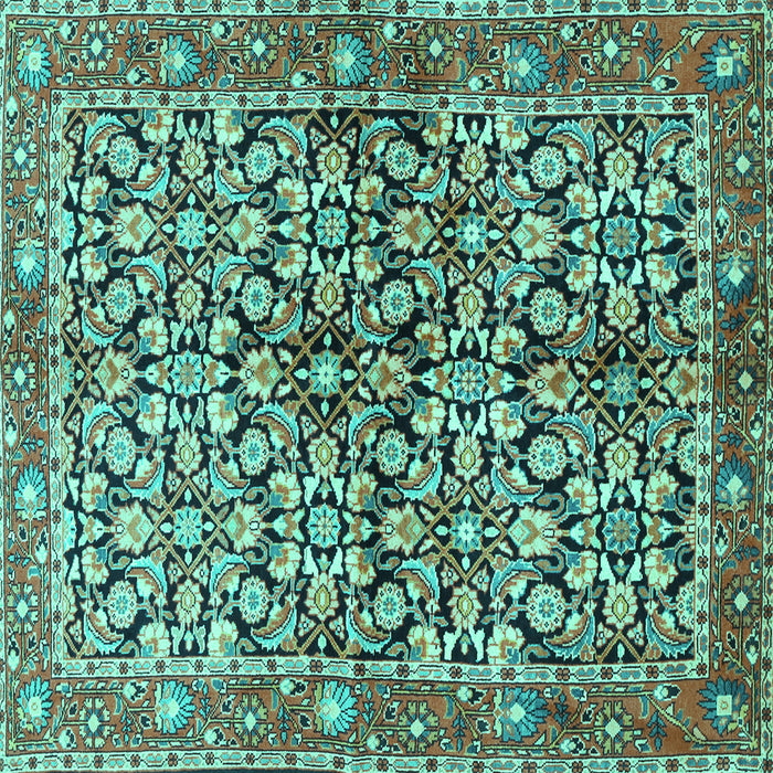 Square Persian Turquoise Traditional Rug, tr3003turq