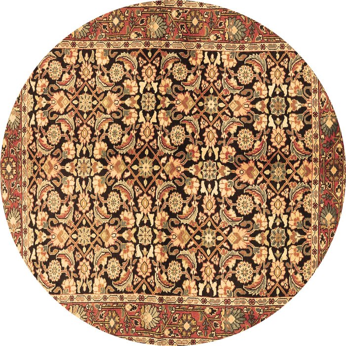 Round Persian Brown Traditional Rug, tr3003brn