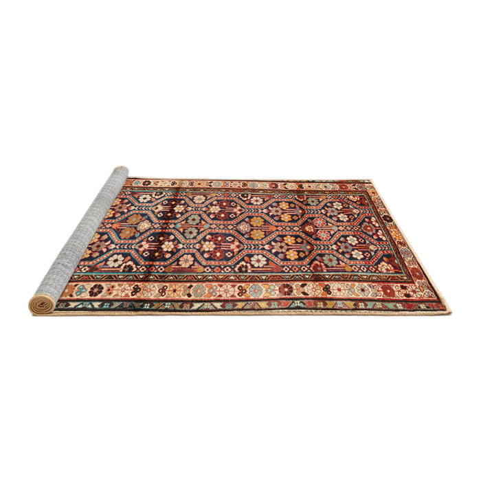 Sideview of Machine Washable Traditional Saffron Red Rug, wshtr3004