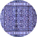 Round Machine Washable Persian Blue Traditional Rug, wshtr3004blu