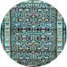 Round Persian Light Blue Traditional Rug, tr3004lblu