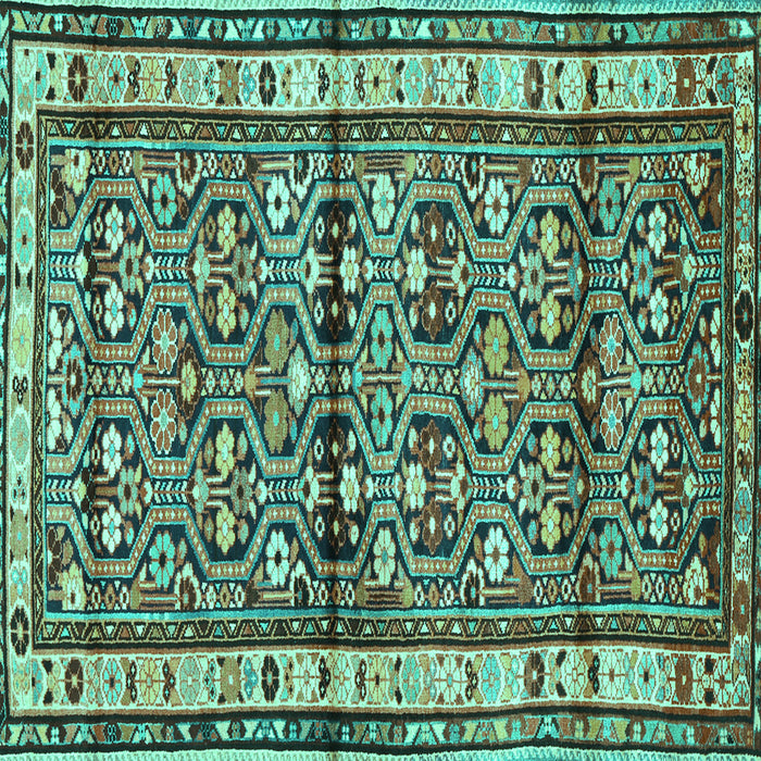 Square Machine Washable Persian Turquoise Traditional Area Rugs, wshtr3004turq
