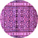 Round Machine Washable Persian Purple Traditional Area Rugs, wshtr3004pur