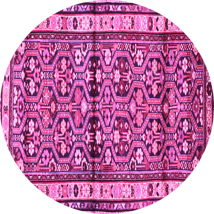 Round Machine Washable Persian Pink Traditional Rug, wshtr3004pnk