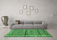 Machine Washable Persian Emerald Green Traditional Rug, wshtr3004emgrn