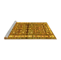 Sideview of Machine Washable Persian Yellow Traditional Rug, wshtr3004yw
