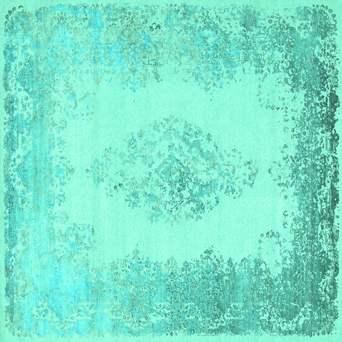 Square Machine Washable Persian Turquoise Traditional Area Rugs, wshtr3005turq