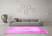 Machine Washable Persian Pink Traditional Rug in a Living Room, wshtr3005pnk