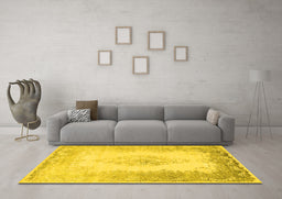 Machine Washable Persian Yellow Traditional Rug in a Living Room, wshtr3005yw