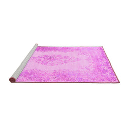 Sideview of Machine Washable Persian Pink Traditional Rug, wshtr3005pnk