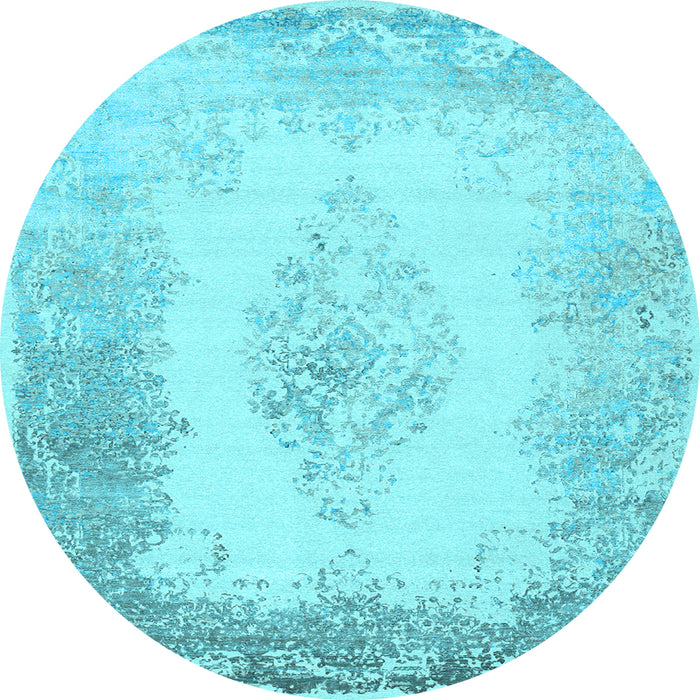 Round Persian Light Blue Traditional Rug, tr3005lblu