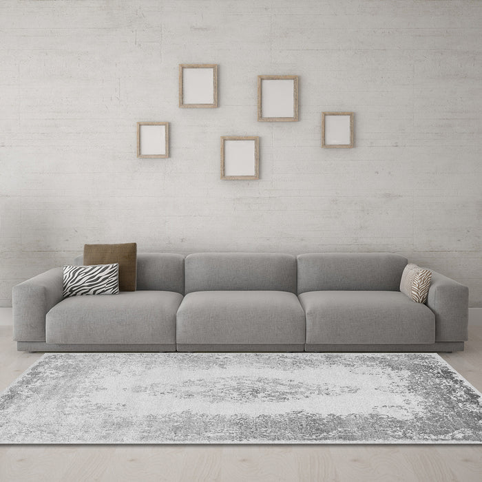 Machine Washable Persian Gray Traditional Rug in a Living Room,, wshtr3005gry