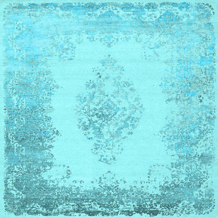 Square Machine Washable Persian Light Blue Traditional Rug, wshtr3005lblu