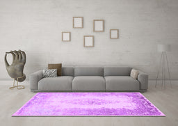 Machine Washable Persian Purple Traditional Area Rugs in a Living Room, wshtr3005pur
