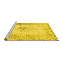 Sideview of Machine Washable Persian Yellow Traditional Rug, wshtr3005yw