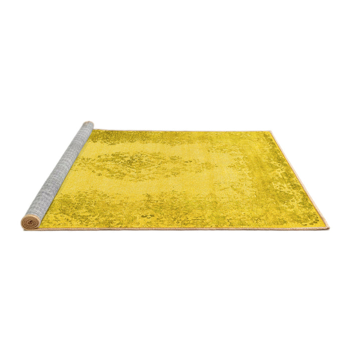 Sideview of Machine Washable Persian Yellow Traditional Rug, wshtr3005yw