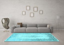 Machine Washable Persian Light Blue Traditional Rug in a Living Room, wshtr3005lblu