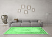 Machine Washable Persian Emerald Green Traditional Area Rugs in a Living Room,, wshtr3005emgrn