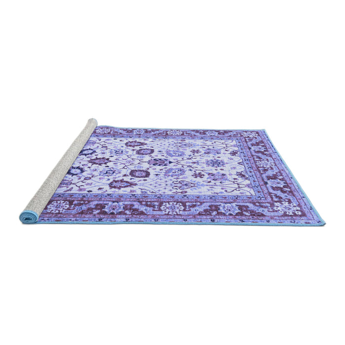 Sideview of Machine Washable Oriental Blue Traditional Rug, wshtr3006blu