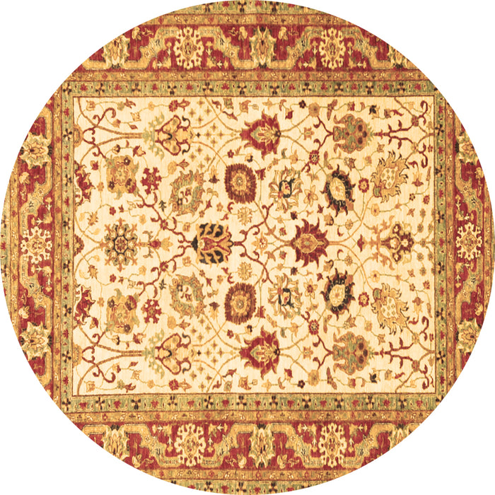 Round Oriental Brown Traditional Rug, tr3006brn